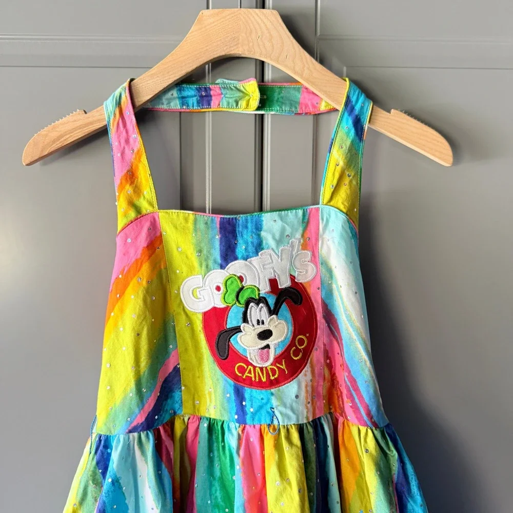 Bloome de Jeune Girls Goofy's Candy Rainbow Stripe Embellished Halter Dress, 16
